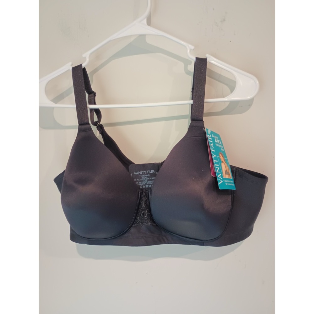 Vanity Fair Beauty Back Wirefree Bra 71380 Black Size 44B NWT Smooth Back